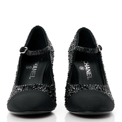 Chanel Strass Pearl Grosgrain Cap Toe Pumps 38 Black 2 of 9