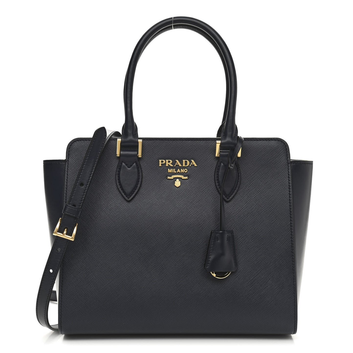 Saffiano Soft Calfskin Small Zippered Tote Black