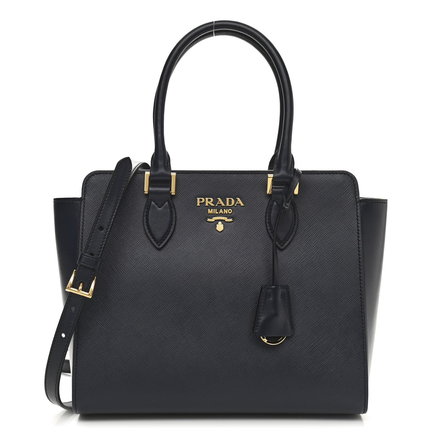 Prada Saffiano Soft Calfskin Small Zippered Tote Black 1 of 7
