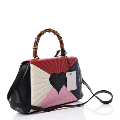Gucci Calfskin Bamboo Trapuntata Queen Margaret Top Handle Bag Blue Agata Hibiscus Red Mystic White Sugar Pink 3 of 10