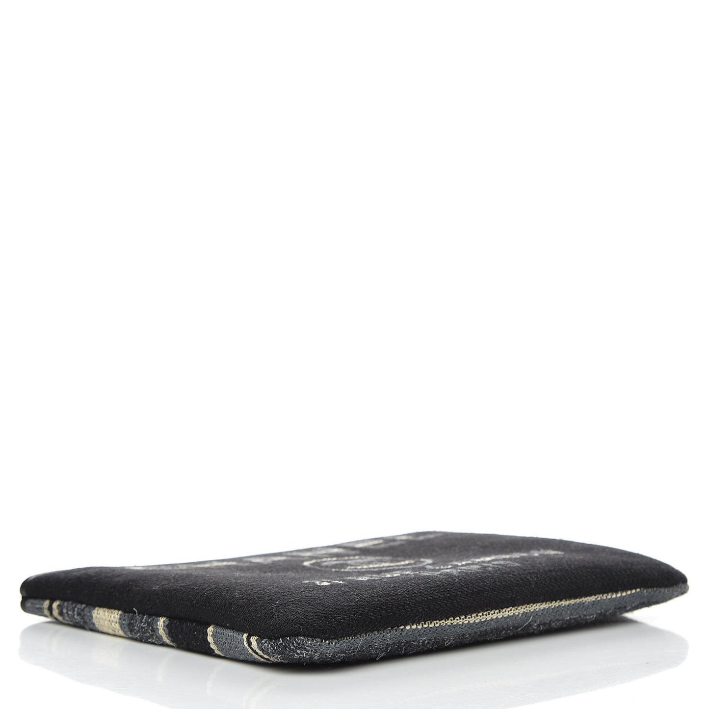 Striped Canvas Deauville Pouch Clutch Black