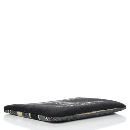 Chanel Striped Canvas Deauville Pouch Clutch Black 4 of 8