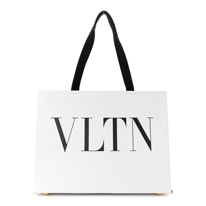 Valentino Garavani Printed Calfskin VLTN Tote White 1 of 9