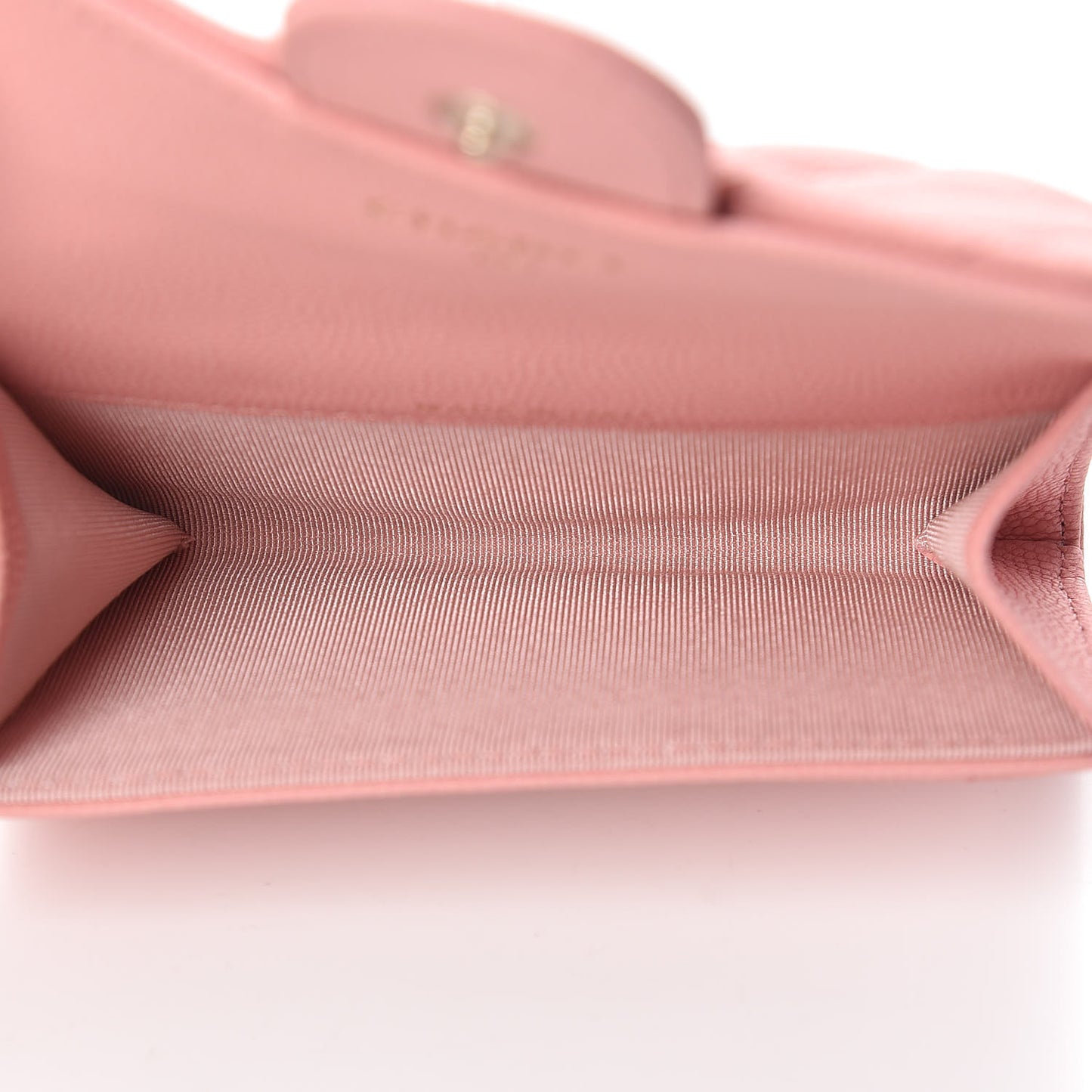 Caviar Chevron Quilted Flap Card Holder Pink
