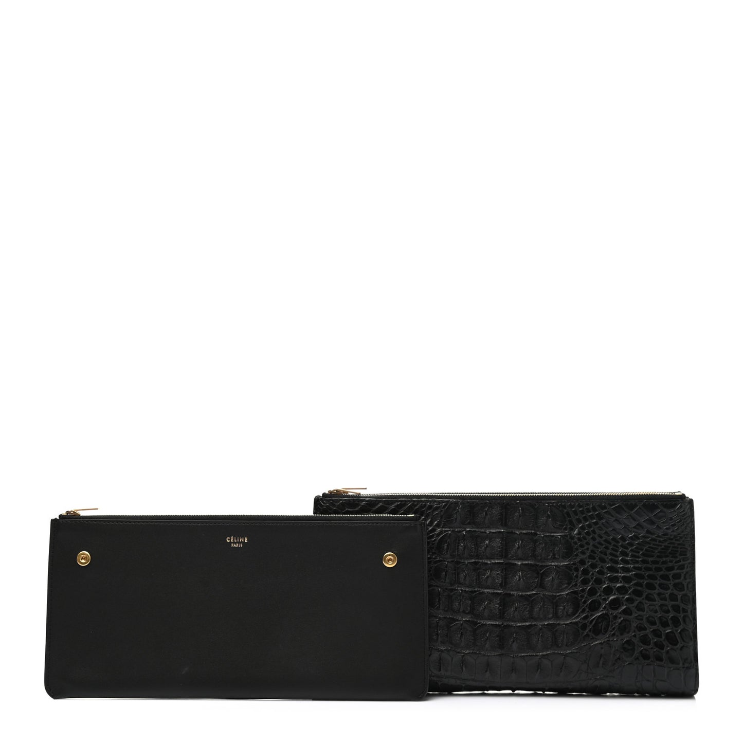 Crocodile Embossed Calfskin Clutch Black