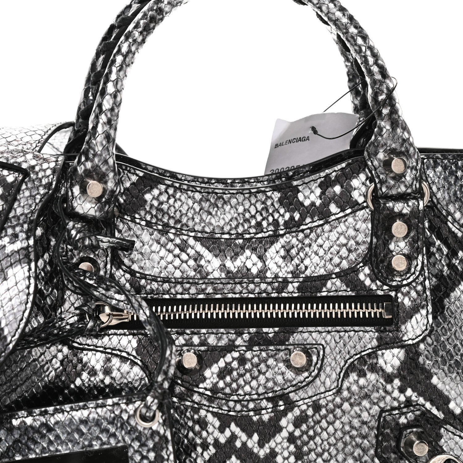 Balenciaga Metallic Calfskin Snakeskin Embossed Classic Silver Hardware Mini City Silver 8 of 10