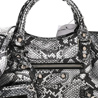 Balenciaga Metallic Calfskin Snakeskin Embossed Classic Silver Hardware Mini City Silver 8 of 10