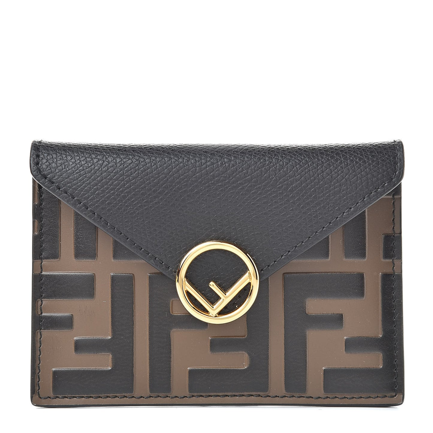 Vitello Cruise F is Fendi Bi-Color FF 1974 Embossed Small Envelope Pouch Maya Black