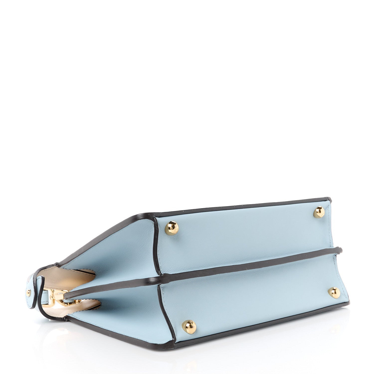 Fendi Vitello Seta Shiny Nappa Small Peekaboo I SEE U Satchel Azzurro Baby Camelia 4 of 11