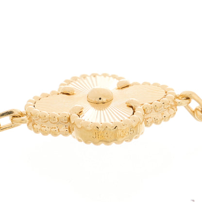 Van Cleef & Arpels 18K Yellow Gold Diamond 5 Motifs Guilloche Vintage Alhambra Bracelet 5 of 6