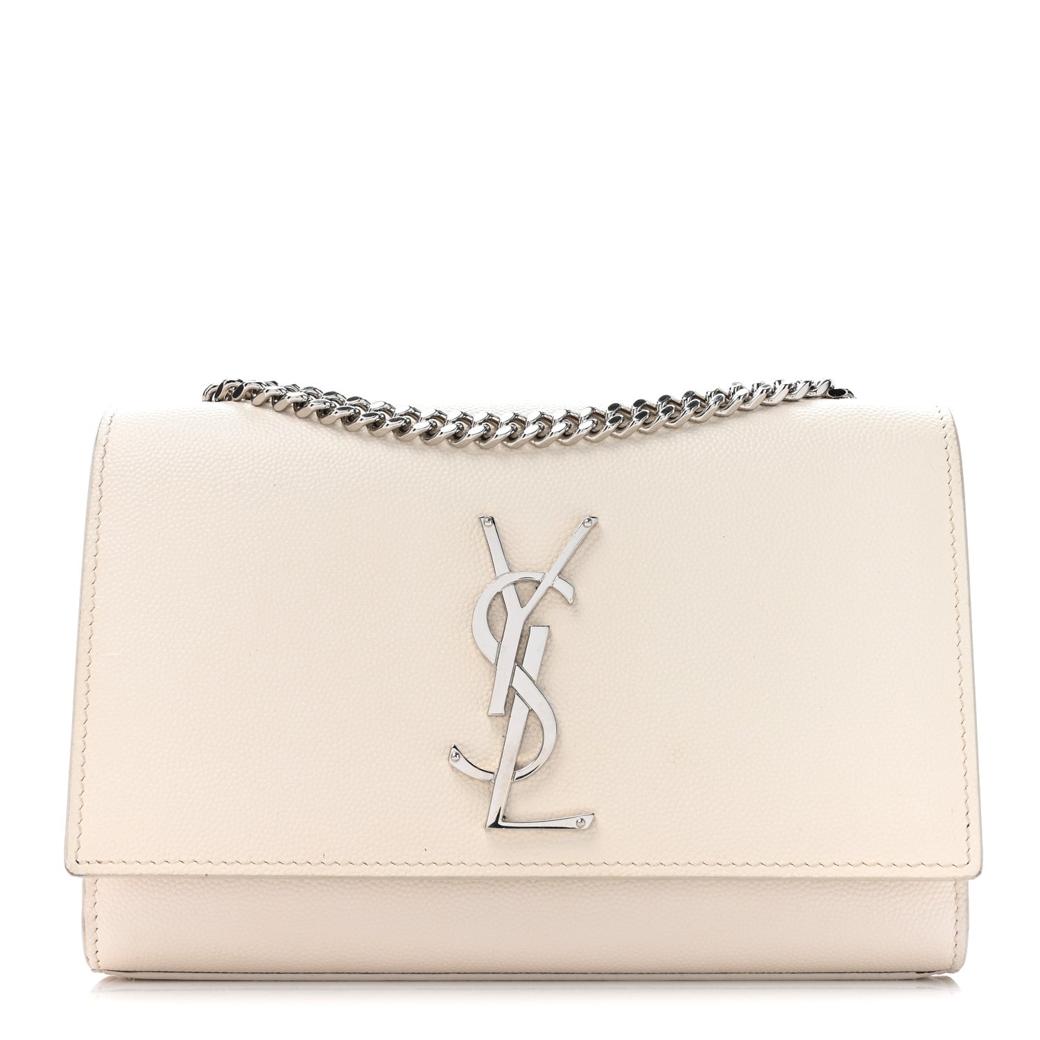 Saint Laurent Grain De Poudre Small Monogram Kate Satchel Blanc Vintage 1 of 17