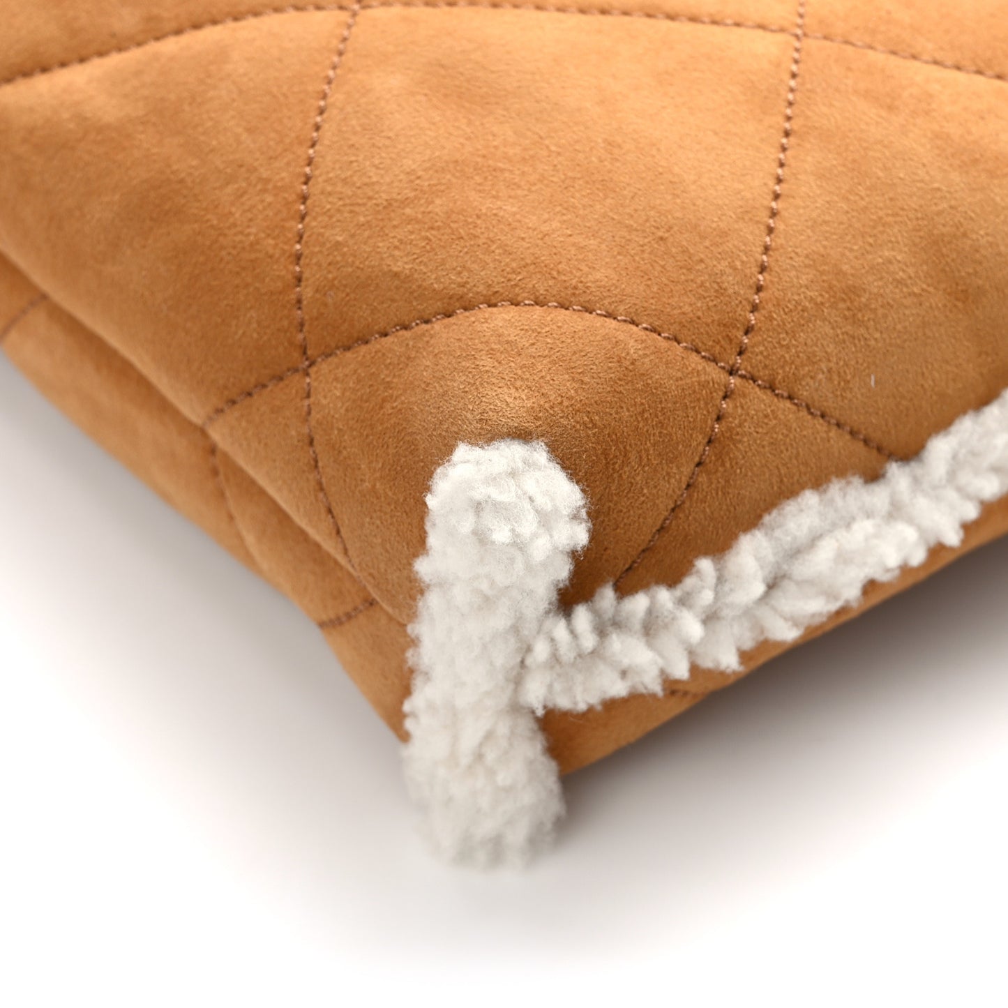 Suede Shearling Quilted Small Chanel 22 Brown White