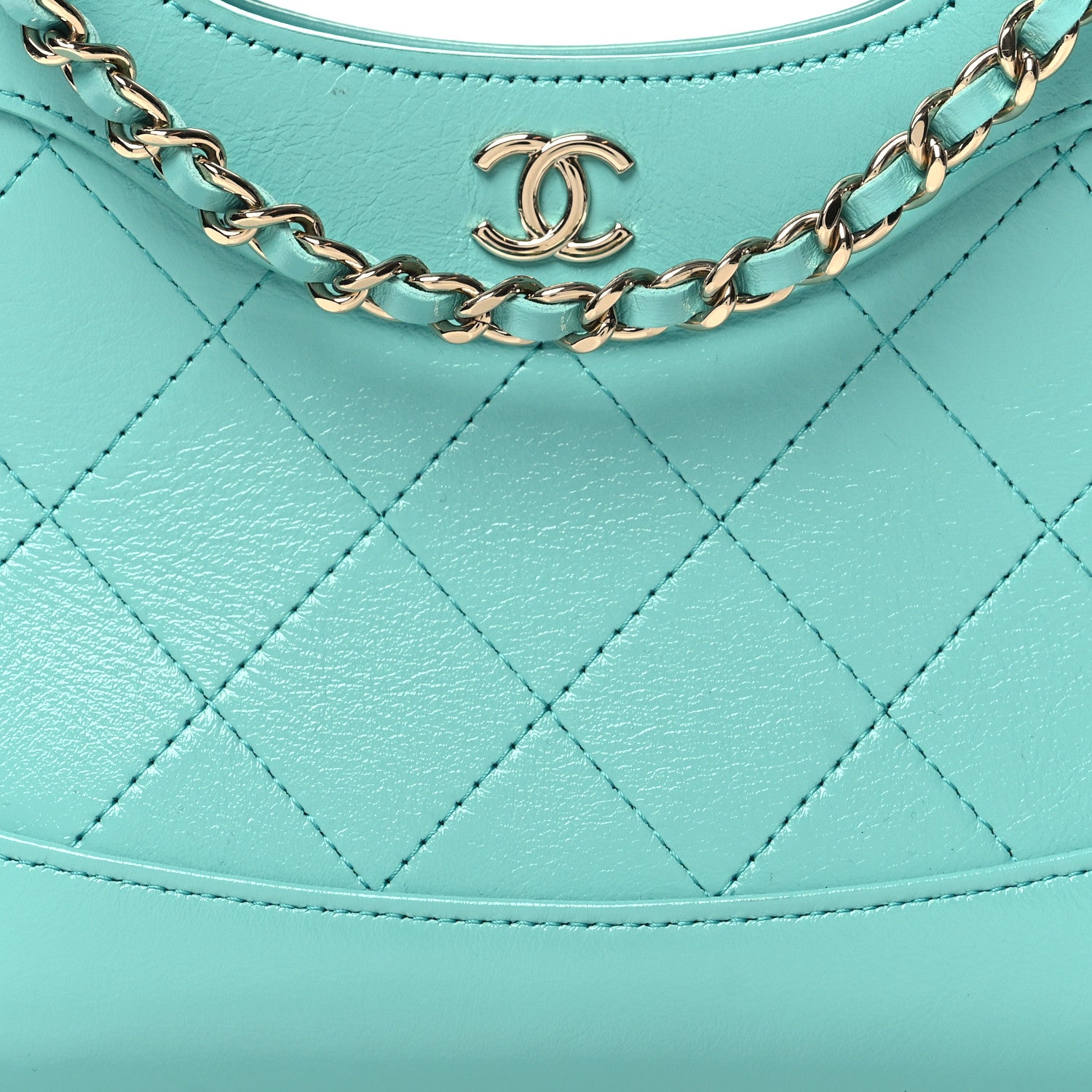 Chanel Shiny Crumpled Calfskin Quilted Nano 31 Shopping Bag Turquoise 8 of 11