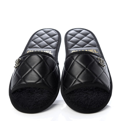 Chanel Lambskin Quilted CC Mules Sandals S Black 5 of 11
