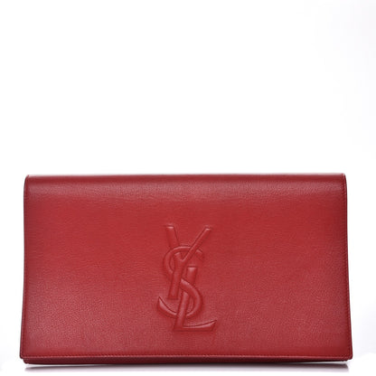 Saint Laurent Calfskin Monogram Large Belle De Jour Clutch Red 1 of 7