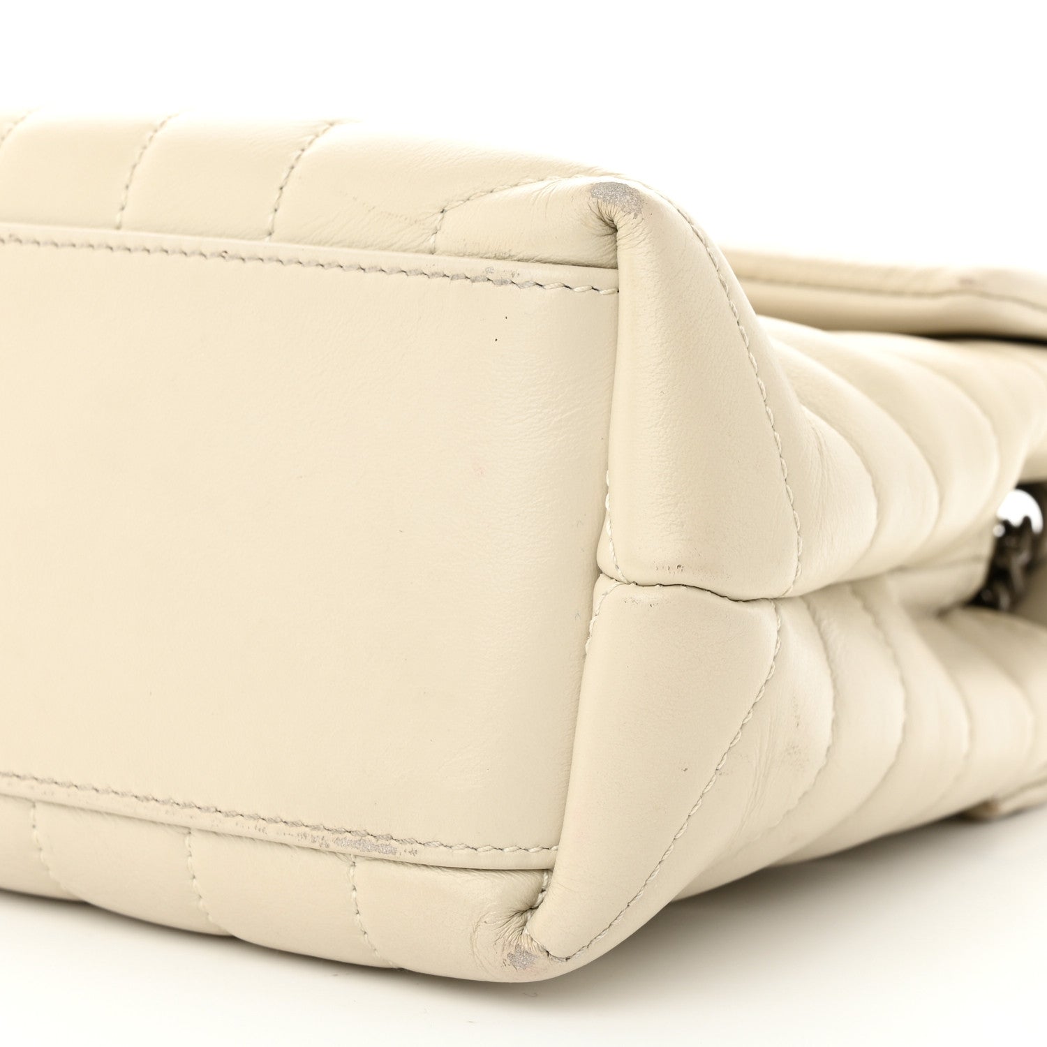 Saint Laurent Calfskin Y Quilted Monogram Small Loulou Chain Satchel Blanc Vintage 10 of 13