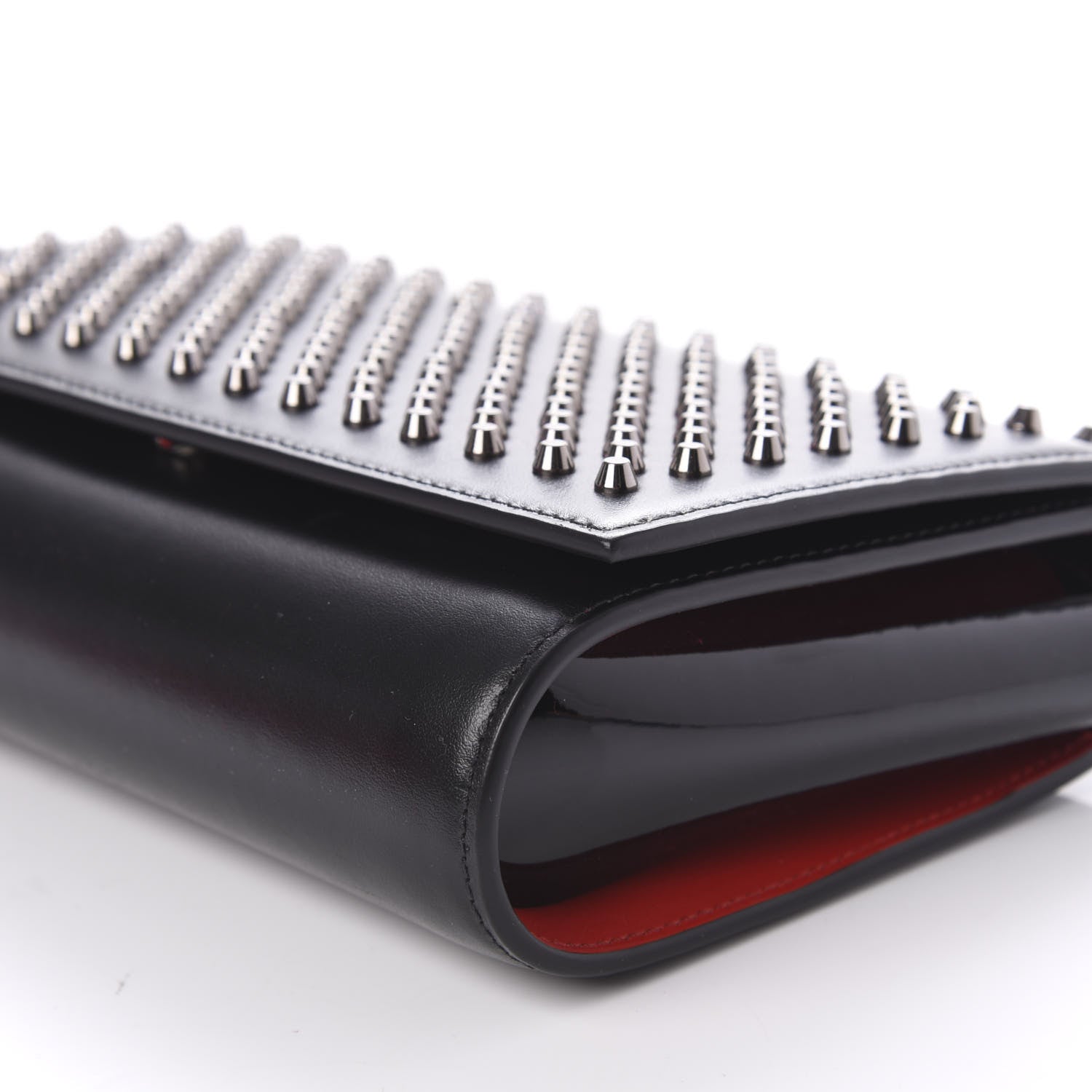 Christian Louboutin Calfskin Patent Spikes Paloma Clutch Black 10 of 14