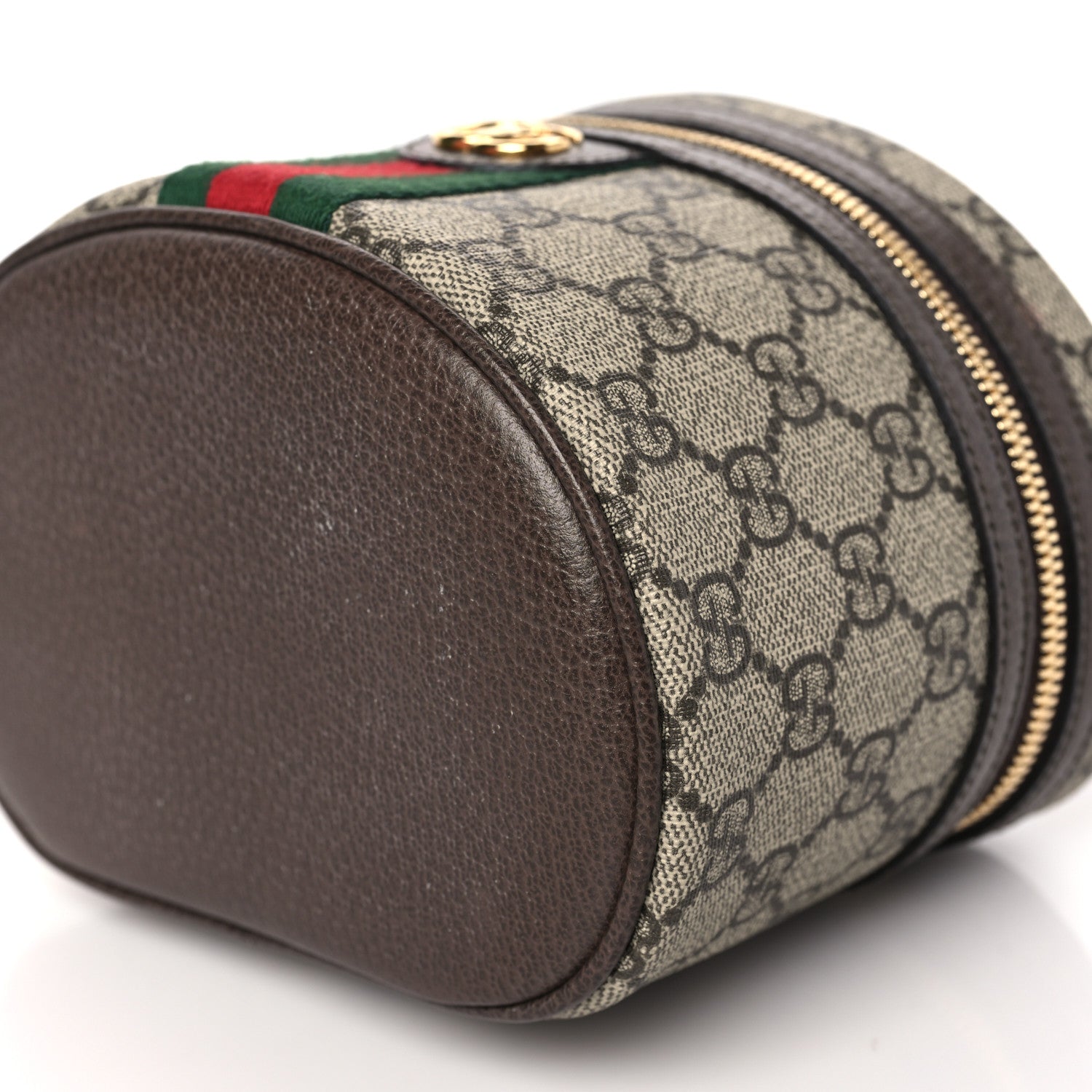 Gucci GG Supreme Monogram Textured Calfskin Web Ophidia Vanity Cosmetic Case Beige Ebony New Acero 11 of 15