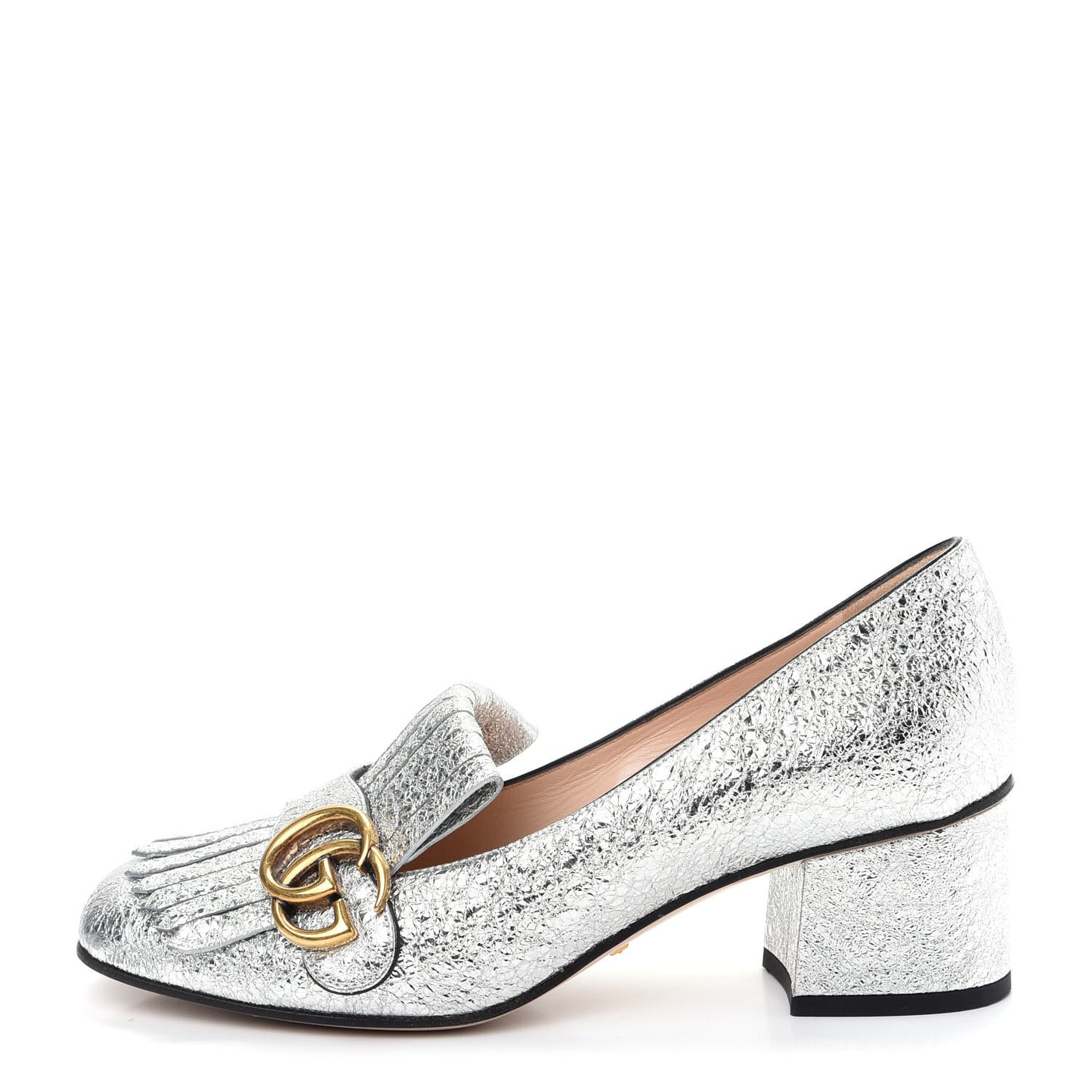 Galassia GG Marmont Fringe 50mm Loafer Pumps 37 Argento