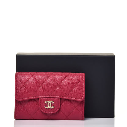 Chanel Caviar Quilted Flap Card Holder Wallet Dark Pink 9 of 9