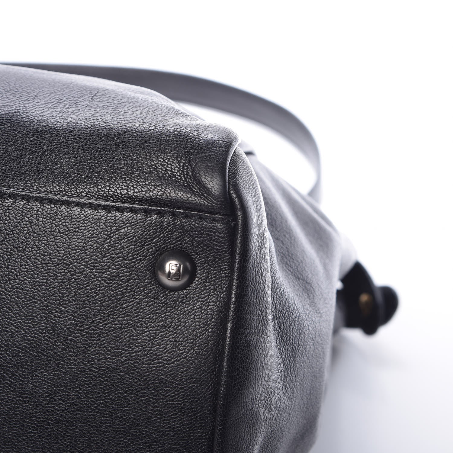 Fendi Goatskin Large Peekaboo Iconic Satchel Black Lampone 21 of 25