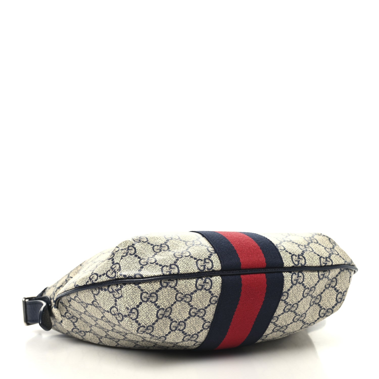 Gucci GG Supreme Monogram Textured Dollar Calfskin Web Small Ophidia Half Moon Hobo Beige Blue 4 of 10