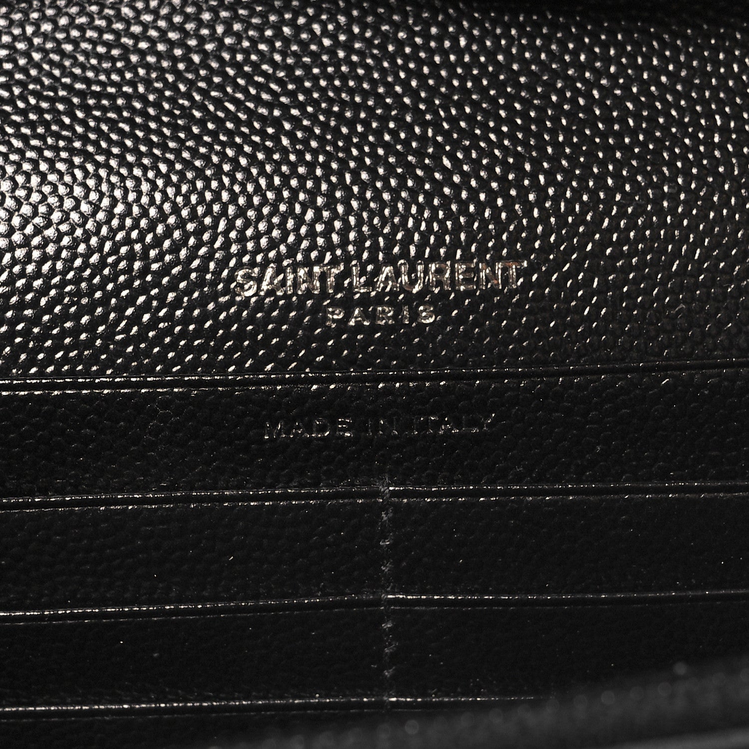 Saint Laurent Grain De Poudre Matelasse Chevron Monogram Monochrome Chain Wallet Black 7 of 11
