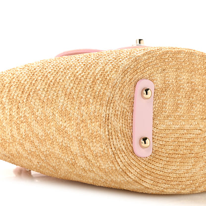 Chanel Raffia Braided Lambskin Small Wicker Tote Beige Light Pink 9 of 11