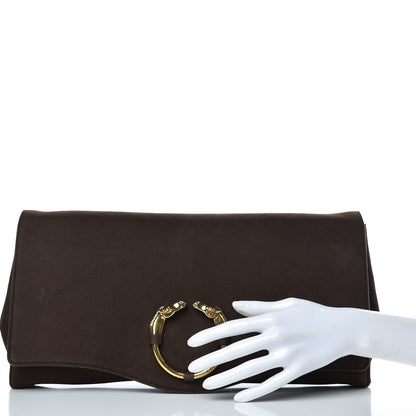 Gucci Nubuck Ribot Horse-Heads Clutch Brown 2 of 10