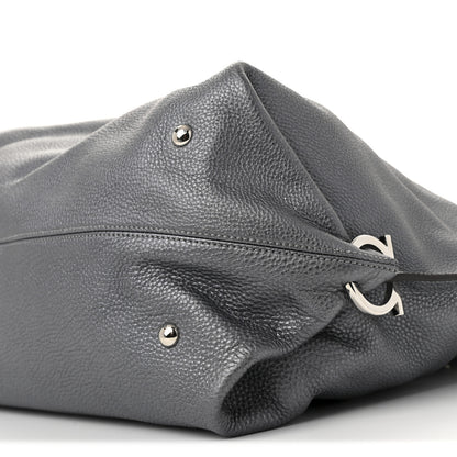 Salvatore Ferragamo Grained Calfskin Large Sofia Convertible Tote Acciaio 9 of 11