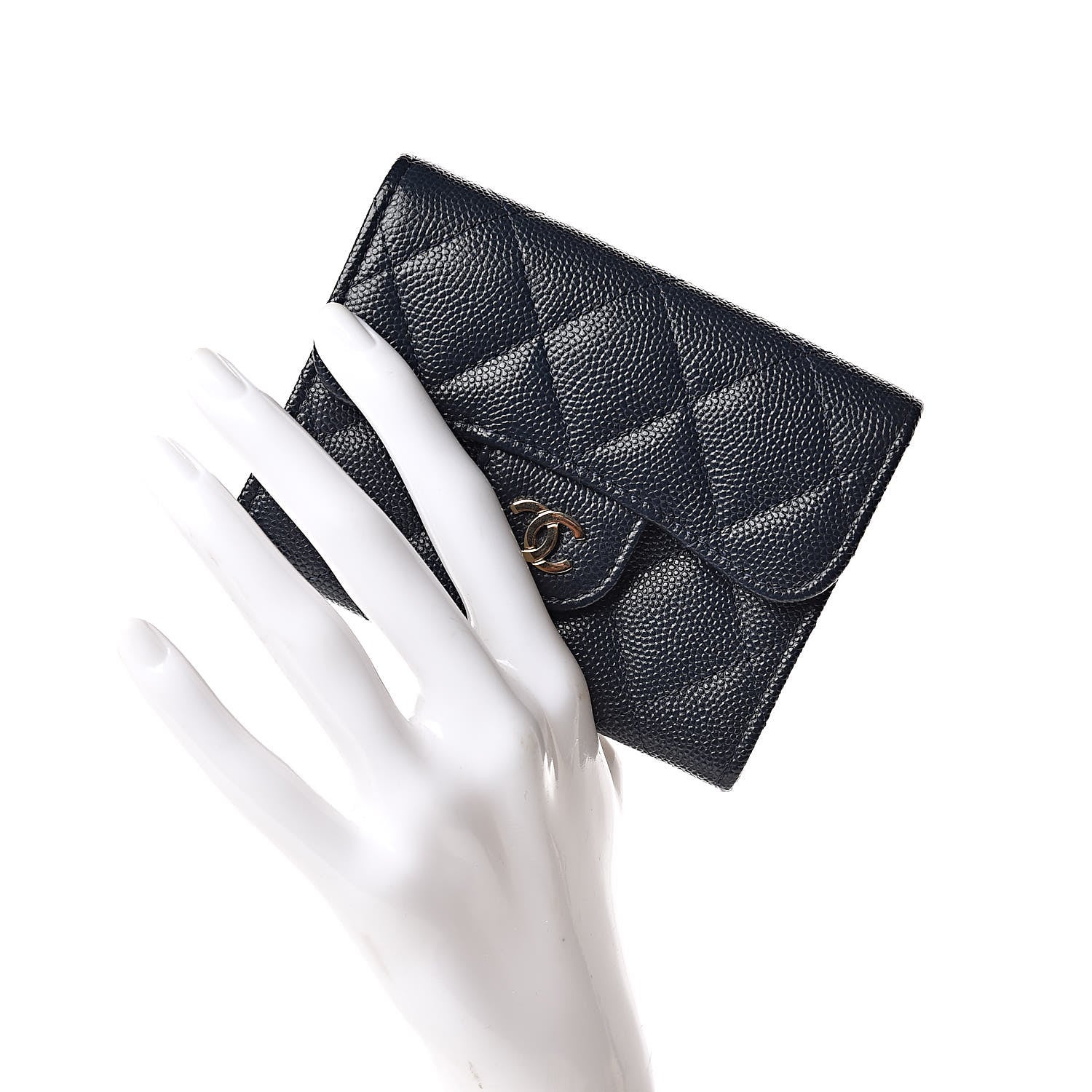 Chanel Caviar Quilted Flap Card Holder Wallet Navy 2 of 11