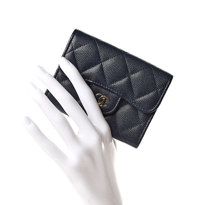 Chanel Caviar Quilted Flap Card Holder Wallet Navy 2 of 11