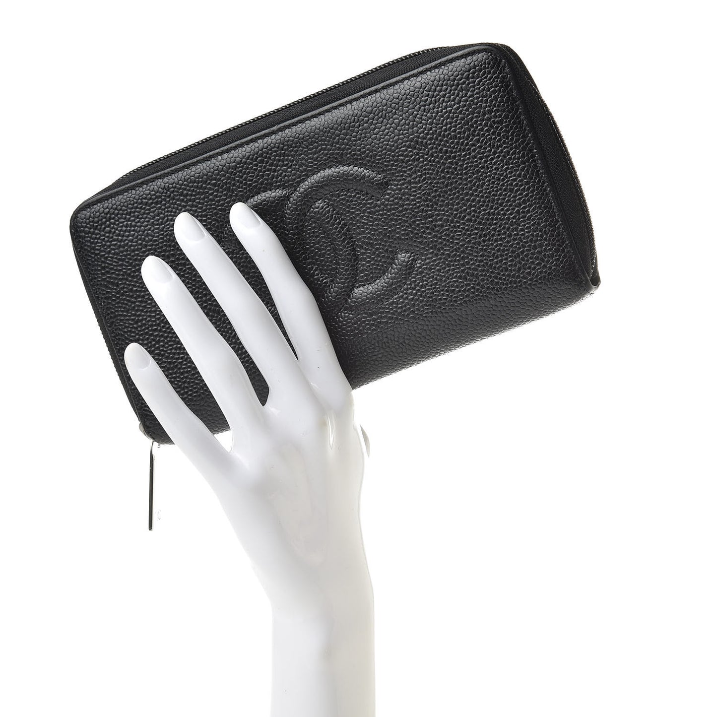 Caviar Large Timeless CC Zip Around Wallet Black