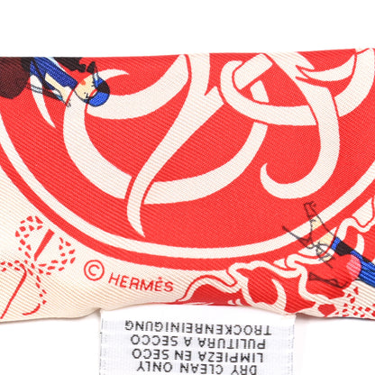 Hermes Silk Ex-Libris Les Parisiennes Studded Twilly Crème Rouge Bleu 3 of 4
