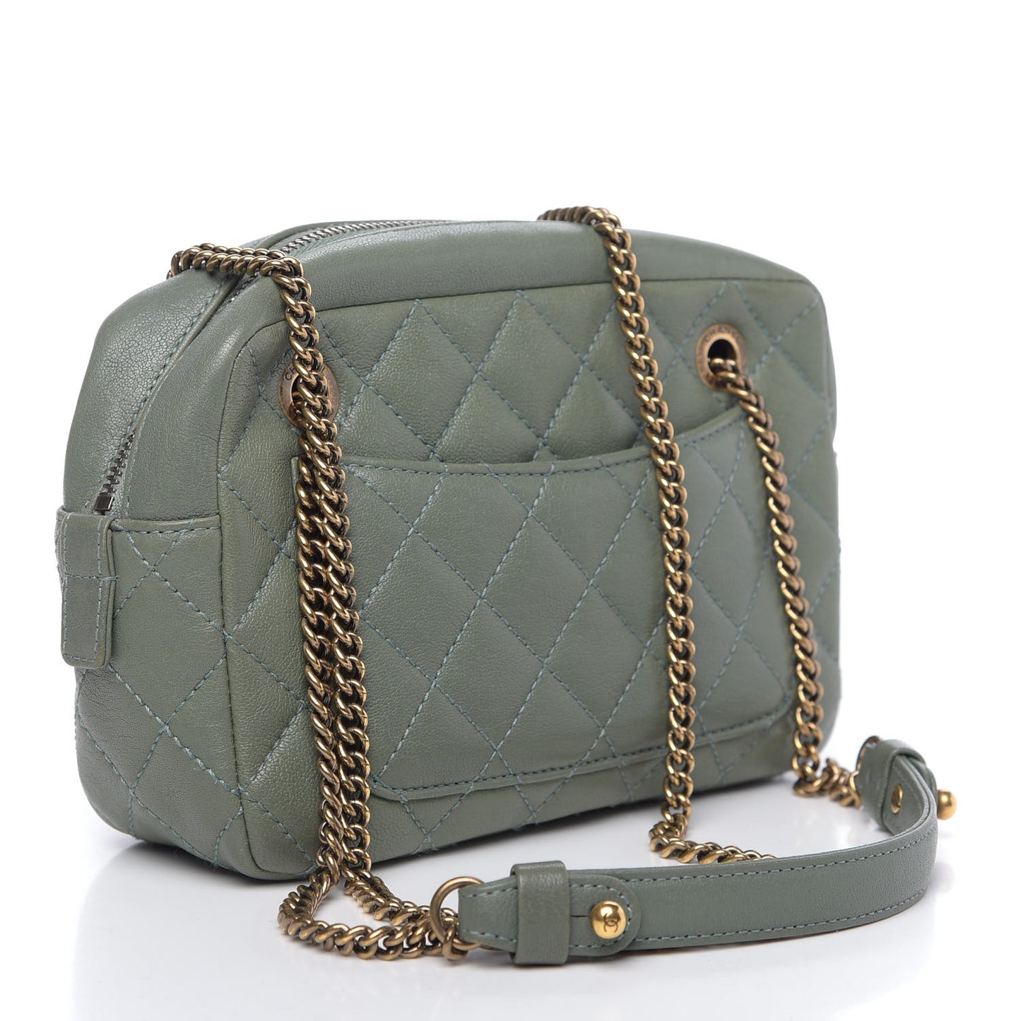 Sheepskin Quilted Trapezio Camera Case Green