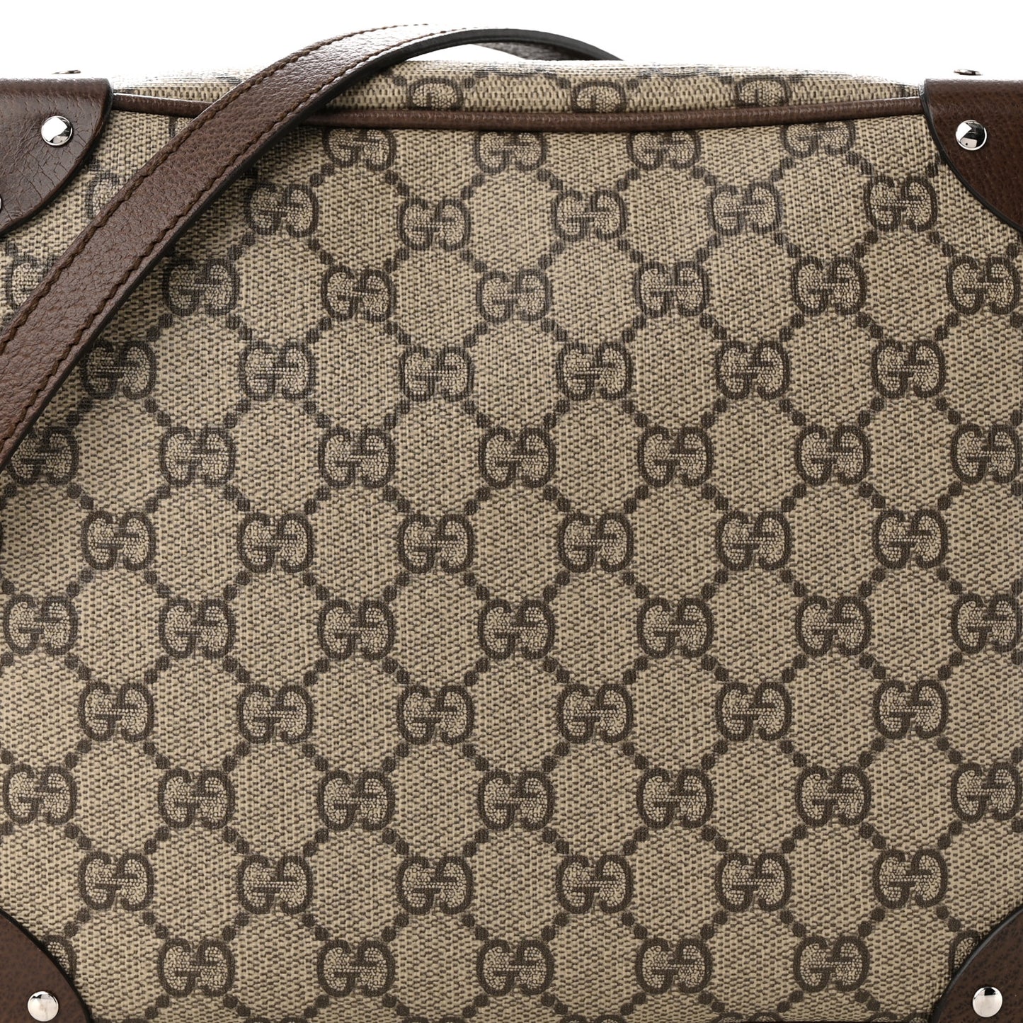 GG Supreme Monogram Textured Calfskin Square Messenger Bag Beige Ebony New Acero