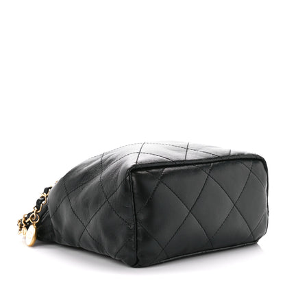 Chanel Lambskin Resin Quilted Small Bucket Bag Black 4 of 12