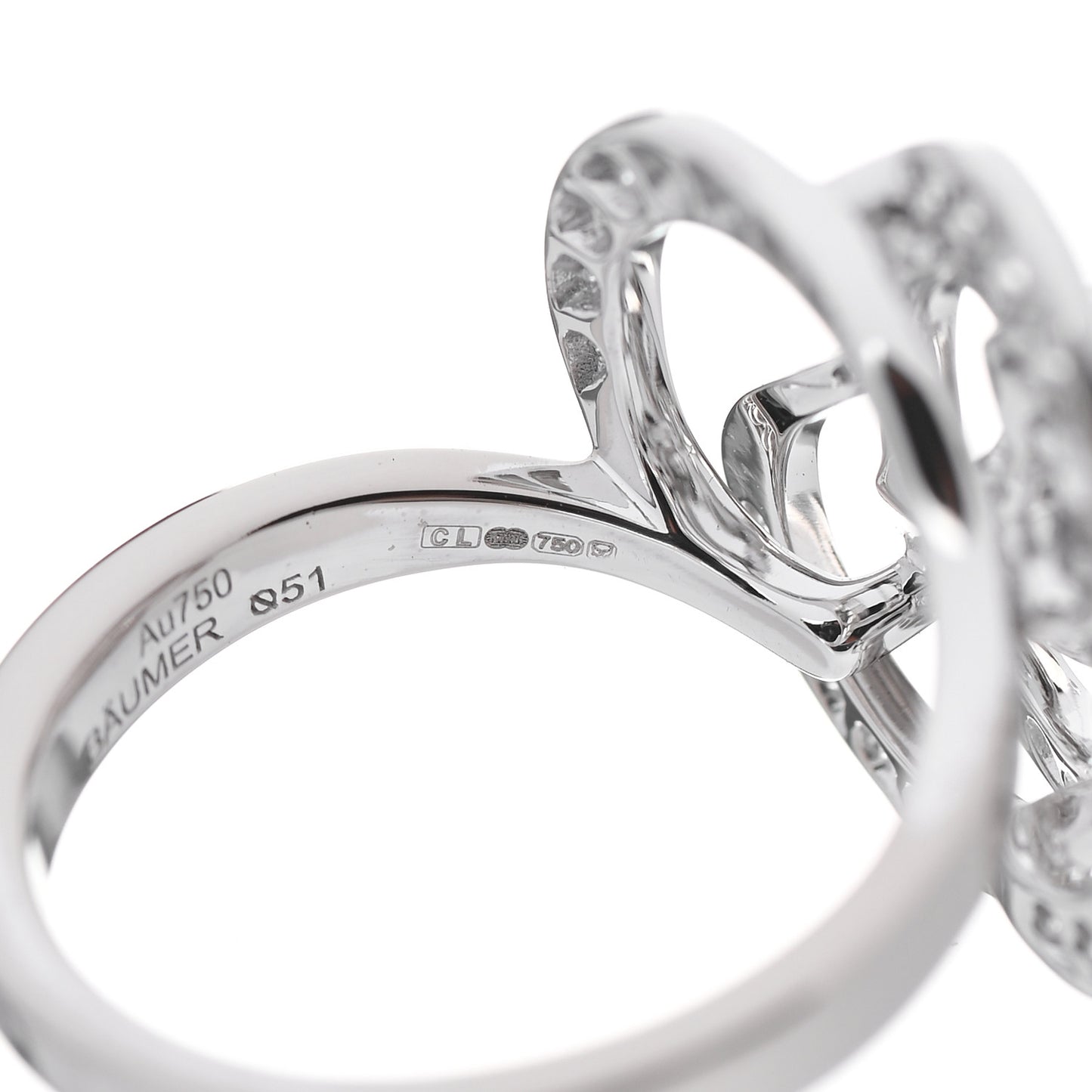 18K White Gold Diamond Fil de Camelia Ring 51 5.75