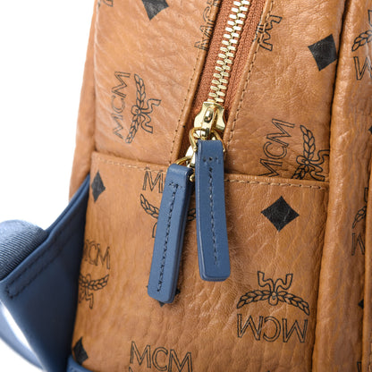 MCM Visetos Mini Stark Backpack Cognac Blue 10 of 10