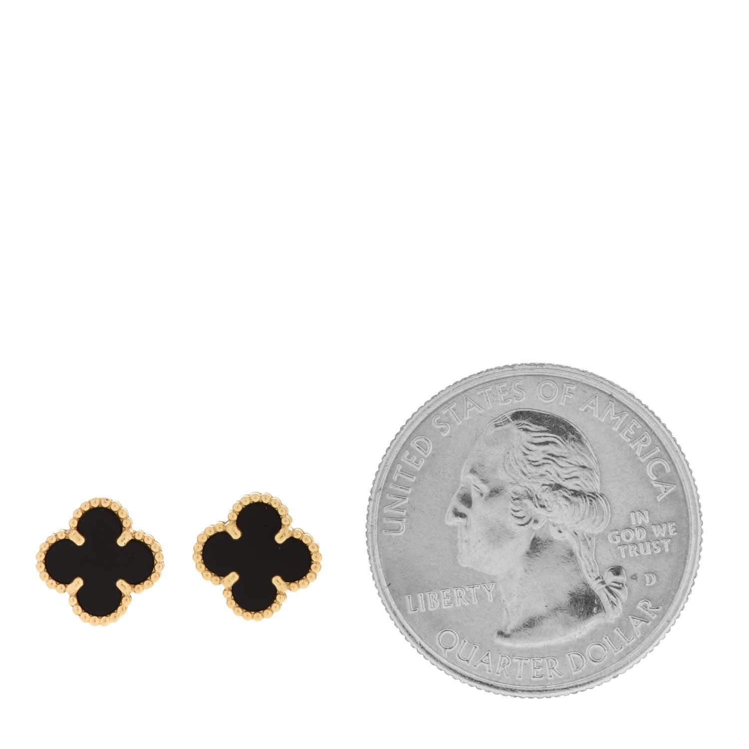 Van Cleef & Arpels 18K Yellow Gold Black Onyx Sweet Alhambra Earrings 2 of 5