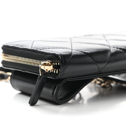 Chanel Shiny Lambskin Gusset Zip Around Waist Belt Wallet Black 9 of 10