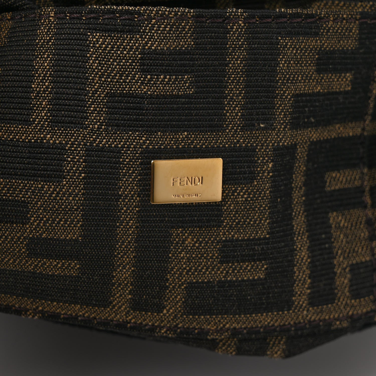 Fendi Fabric Jacquard FF 1974 Mini Baguette Tobacco Moro Black 6 of 8