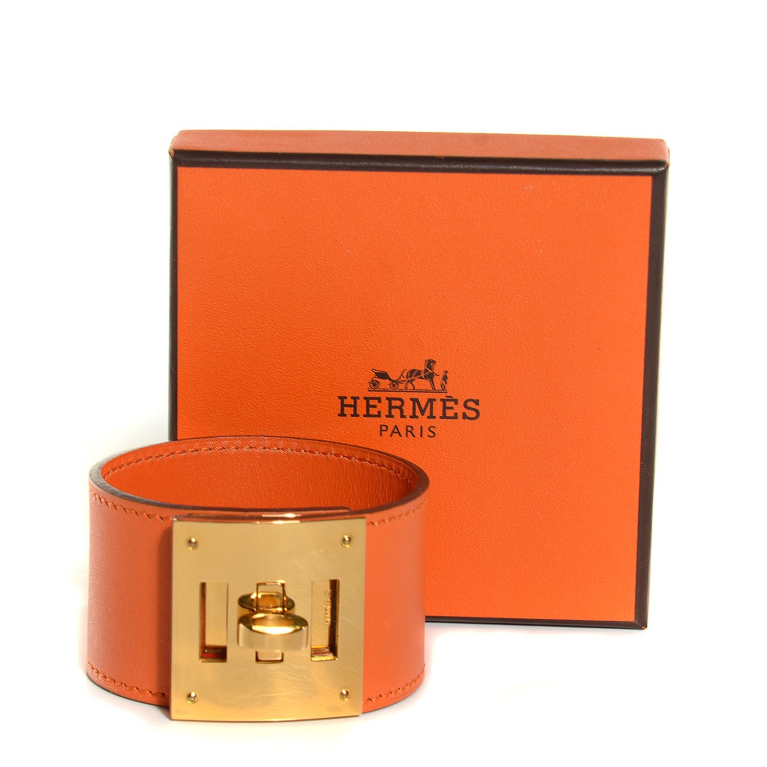Hermes Chamonix Kelly Dog Bracelet Cuff Orange 4 of 7