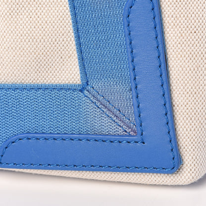 Balenciaga Cotton Canvas Satin Calfskin S Navy Cabas Natural Bleu 13 of 17