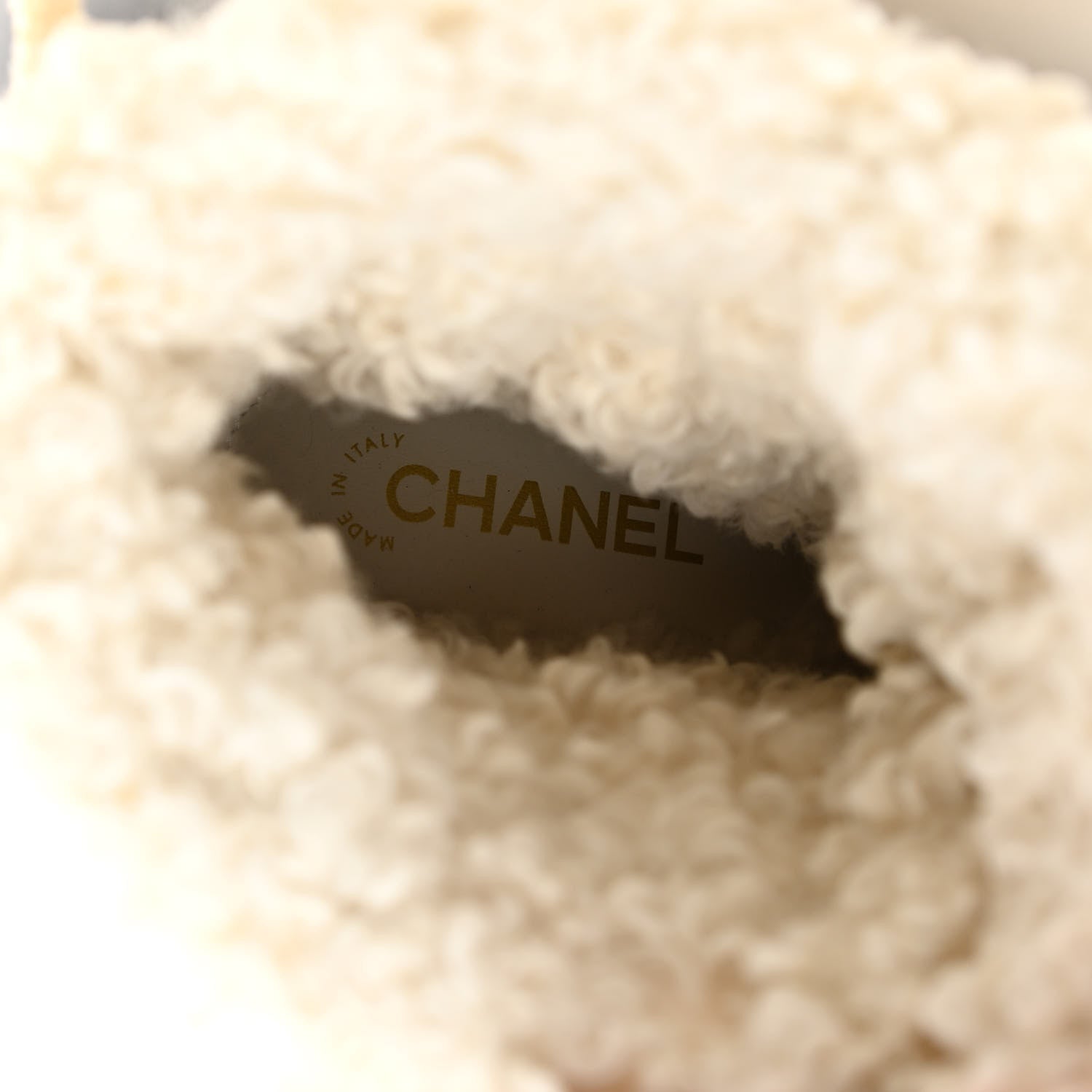 Chanel Calfskin Shearling CC Lace Up Boots 36.5 Light Beige Ivory 8 of 9