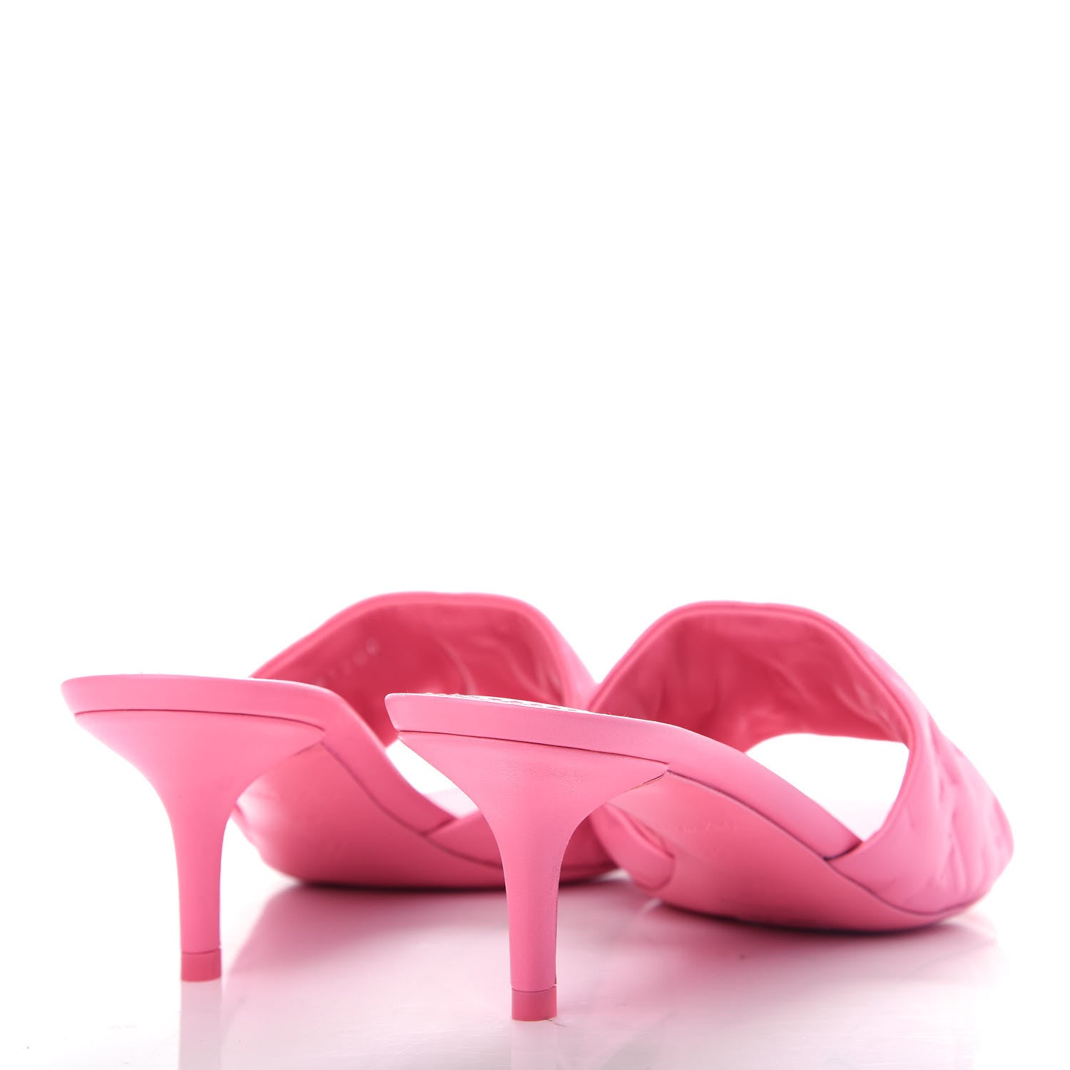 Louis Vuitton Lambskin Embossed Monogram Revival Mid Heel Mules 39 Rose Pop 4 of 11