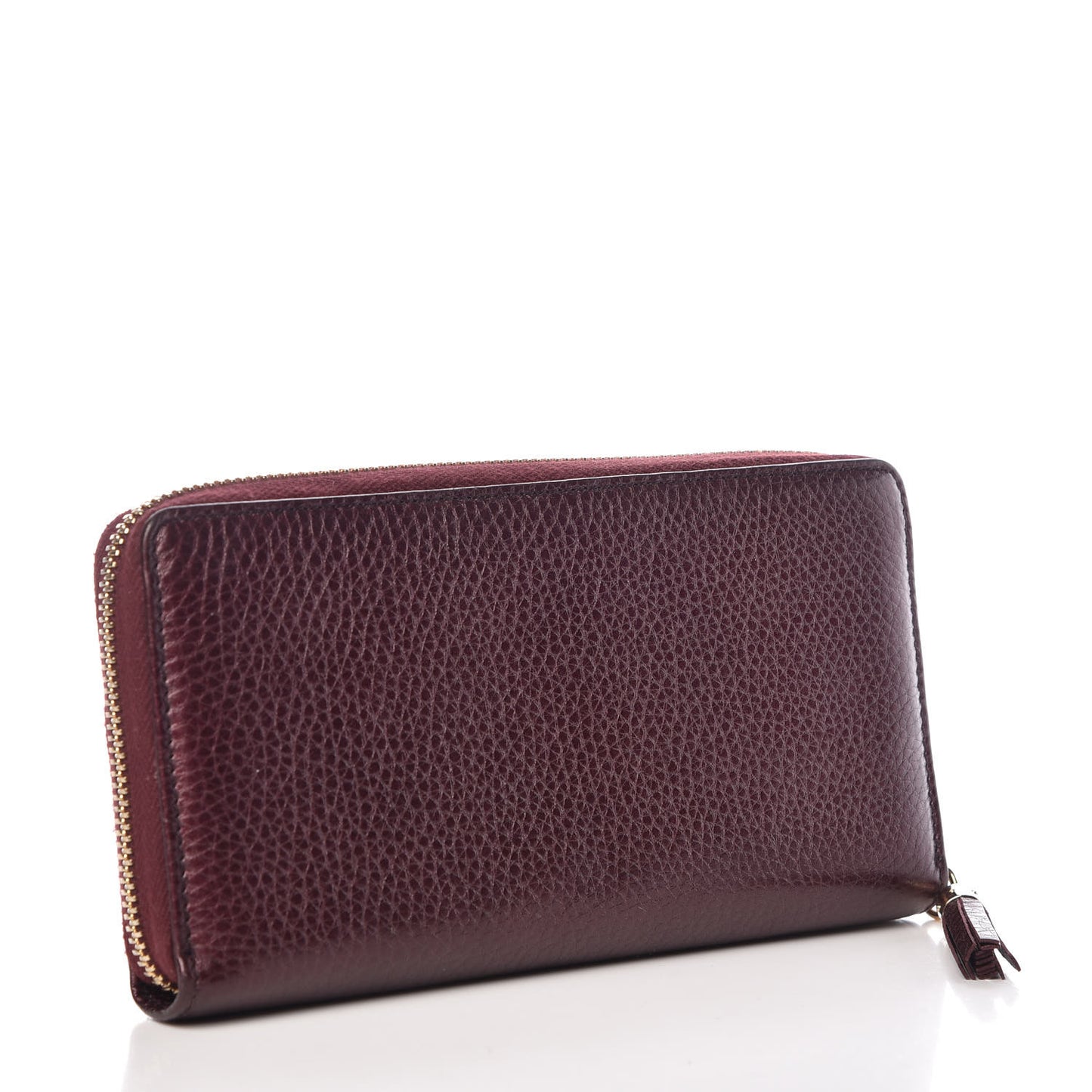 Metallic Cellarius Calfskin Soho Zip Around Wallet Classic Burgundy