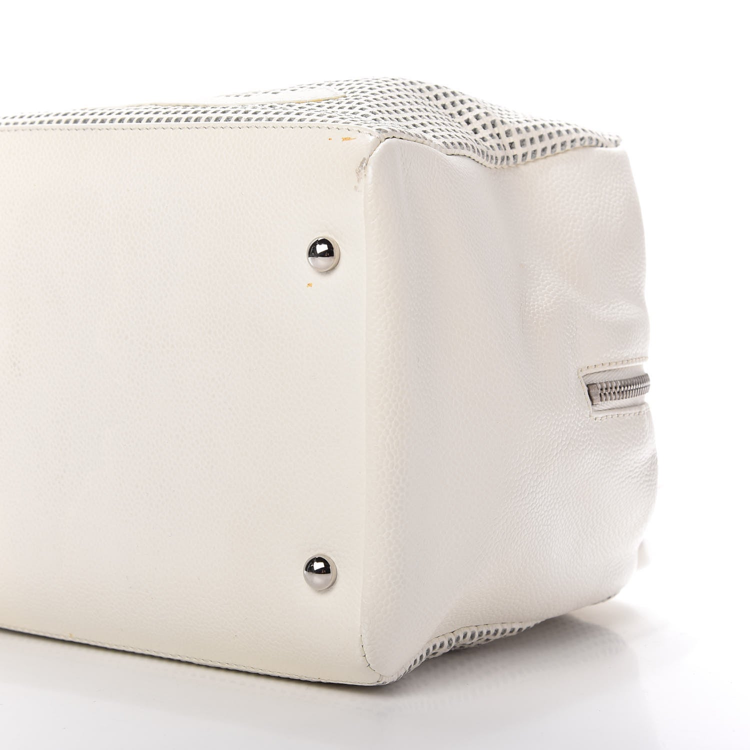 Chanel Caviar Perforated Bowler White 7 of 12