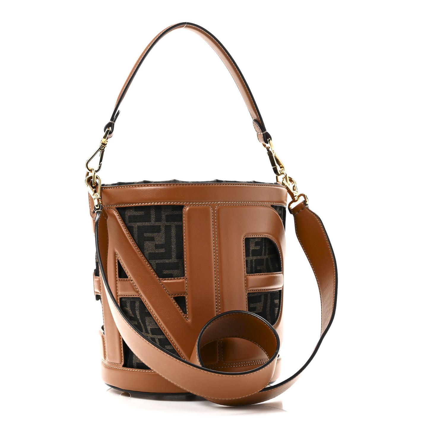Nylon Vitello King Logo Step Out Bucket Bag Brandy