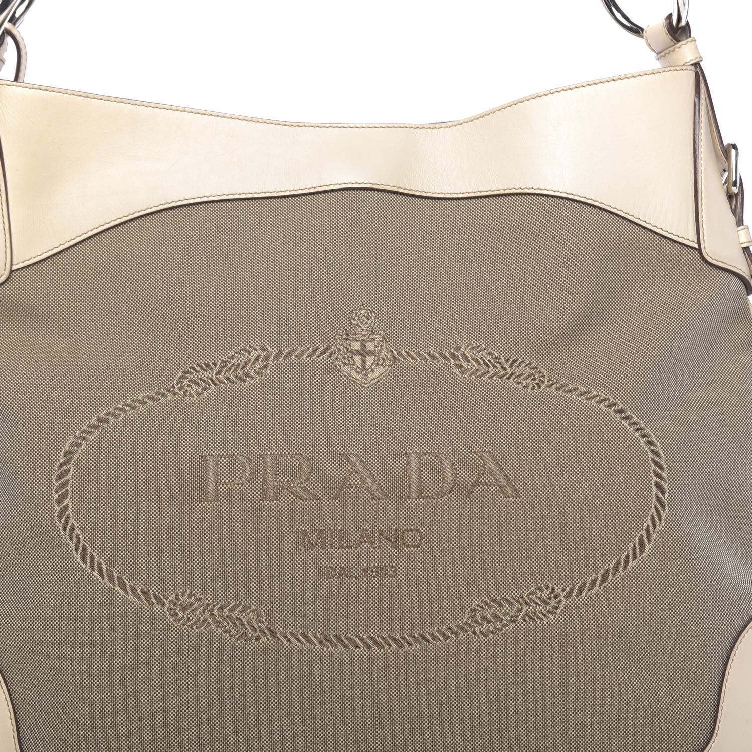 Prada Jacquard Logo Shoulder Bag Corda Cera 10 of 10